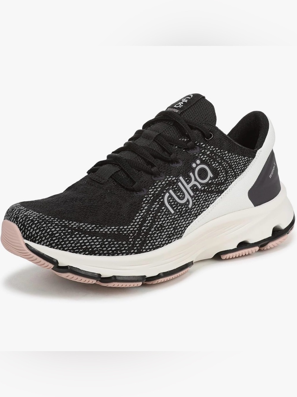 Ryka Black White with Blush Accent Women's Athletic Sneakers